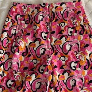 Zara Pink and Orange Patterned Cropped Pants